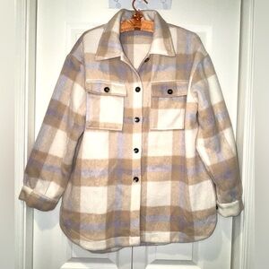 BTFBM Plaid Shacket Jacket – Oversized Button-Down Flannel – Women’s Large
